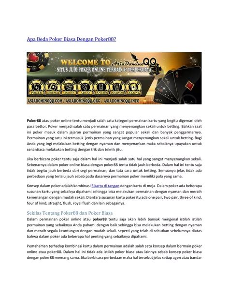 Apa Itu Referencia Poker88