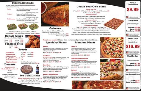 Blackjack Pizza Menu De Loveland Co