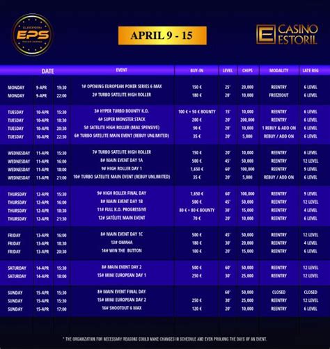 Calendario De Poker Estoril 2024