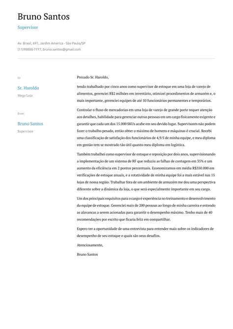 Carta De Exemplo Para Supervisor De Cassino