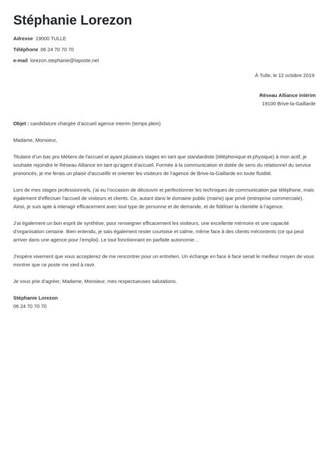 Carta De Motivacao Hotesse Daccueil Dans Un Casino