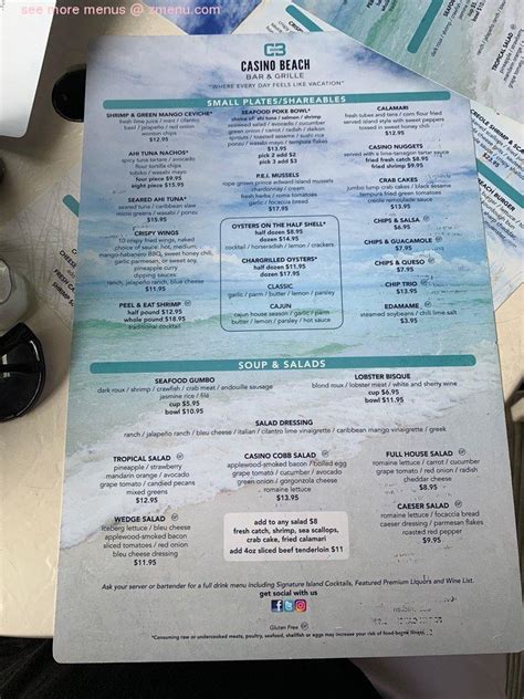 Casino Bar E Grill Pensacola Menu