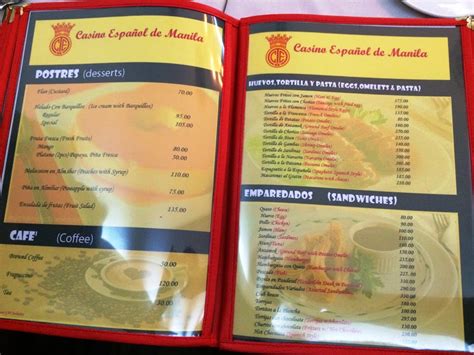 Casino Espanol Menu