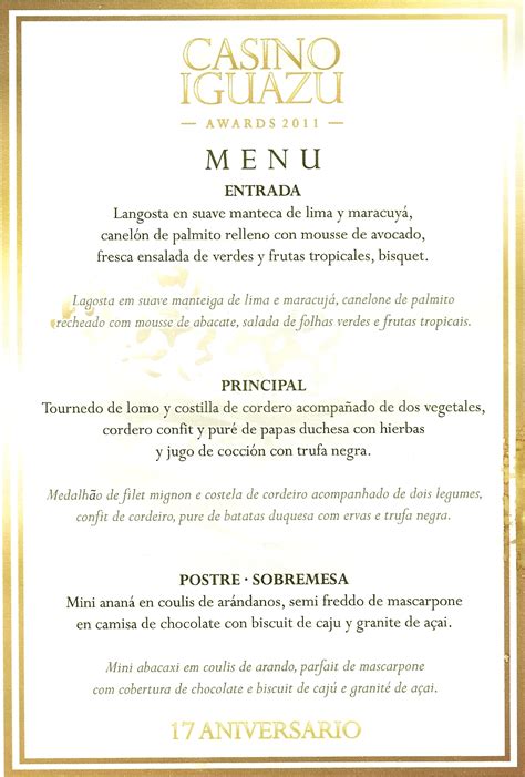 Casino Menu De Jantar