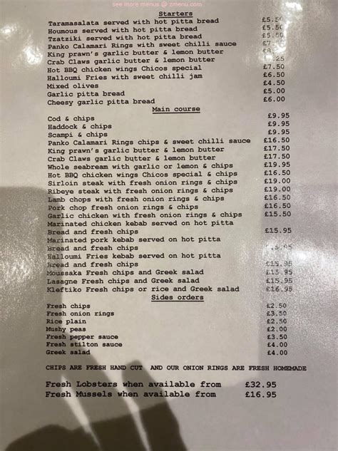 Cassino De Palacio De Great Yarmouth Menu