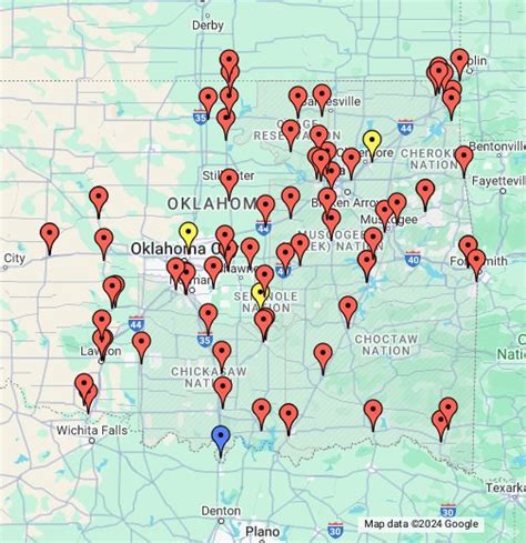 Cassinos Indigenas Em Oklahoma Mapa