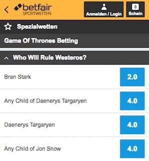 Game Of Thrones Betfair