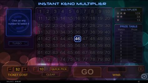 Instant Keno Multiplier Betway