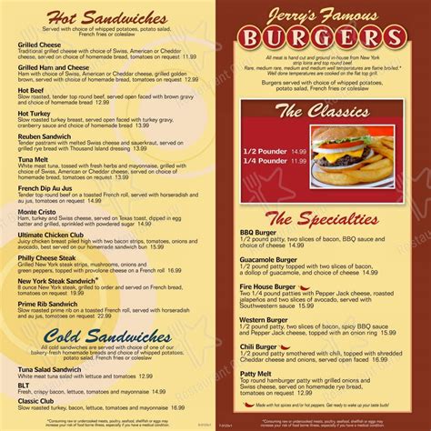 Jerry S Nugget Casino Menu