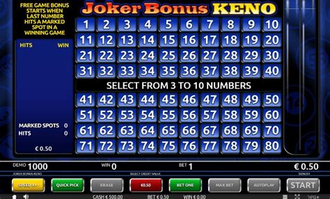 Joker Bonus Keno Netbet