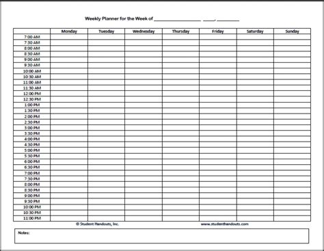 Livre Printable Calendario Slots De Tempo