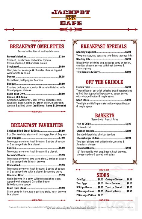 Sharkey S Casino Menu